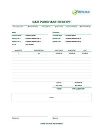 car purchase receipt template south africa