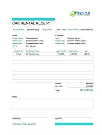 car rental receipt template south africa