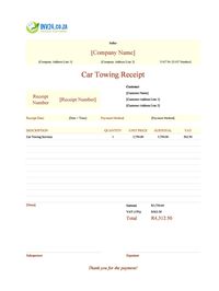 car towing receipt template south africa