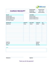 cargo receipt template south africa