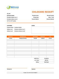 childcare receipt template south africa