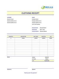 clothing receipt template south africa