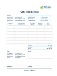 collection receipt template south africa