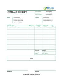 company receipt template south africa