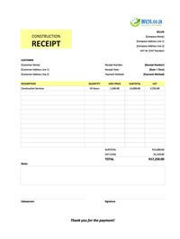 construction receipt template south africa