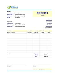 copy of receipt template south africa