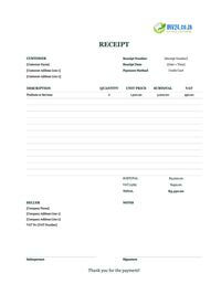 credit card receipt template south africa