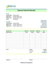 daycare payment receipt template south africa