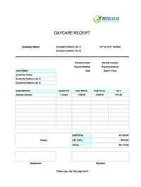daycare receipt template south africa