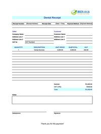 dental receipt template south africa