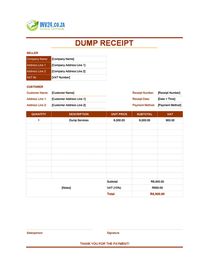 dump receipt template south africa