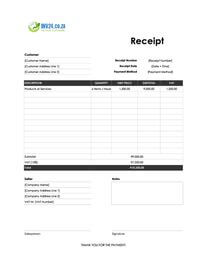 easy receipt template south africa