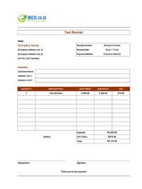 editable taxi receipt template south africa