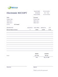 electronic receipt template south africa