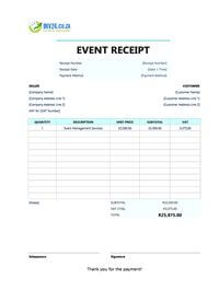 event receipt template south africa
