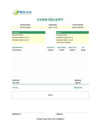 farm receipt template south africa