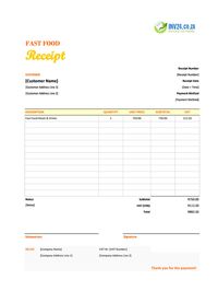 fast food receipt template south africa