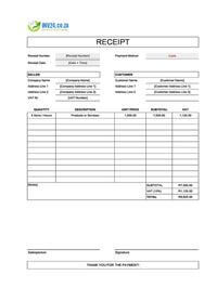 fillable cash receipt template south africa
