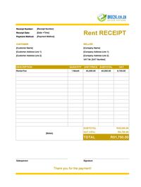 fillable rent receipt template south africa