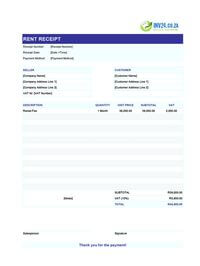 free rent receipt template south africa