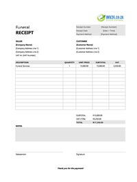 funeral receipt template south africa