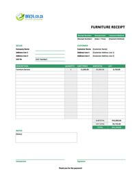 furniture receipt template south africa