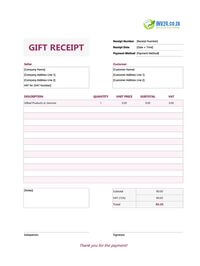 gift receipt template south africa