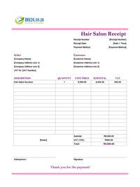 hair salon receipt template south africa