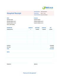 hospital receipt template south africa