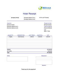 hotel receipt template south africa