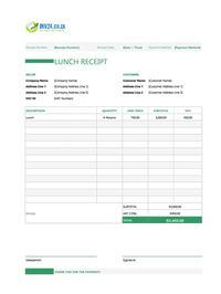 lunch receipt template south africa