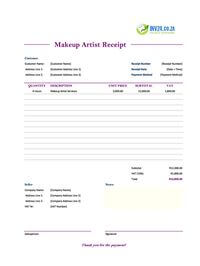 makeup artist receipt template south africa