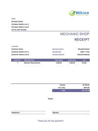 mechanic shop receipt template south africa