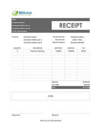 official receipt template south africa