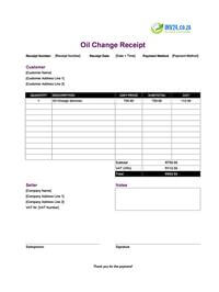 oil change receipt template south africa