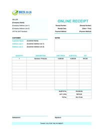 online receipt template south africa