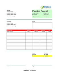 painting receipt template south africa