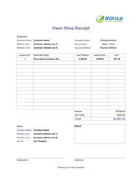 pawn shop receipt template south africa