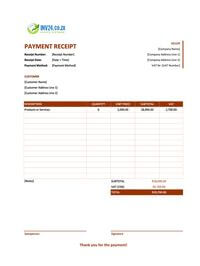 payment receipt template south africa