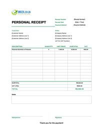 personal receipt template south africa