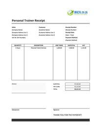 personal trainer receipt template south africa