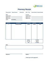 pharmacy receipt template south africa