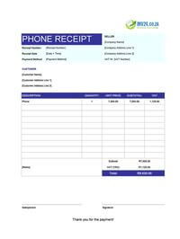 phone receipt template south africa
