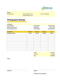 photography receipt template south africa