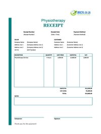 physiotherapy receipt template south africa