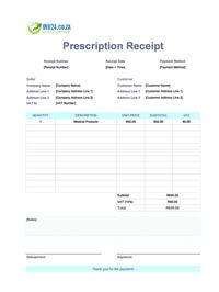 prescription receipt template south africa