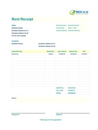 printable rent receipt template south africa