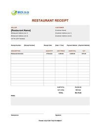 printable restaurant receipt template south africa