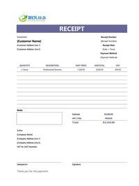 professional receipt template south africa