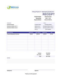 property management receipt template south africa